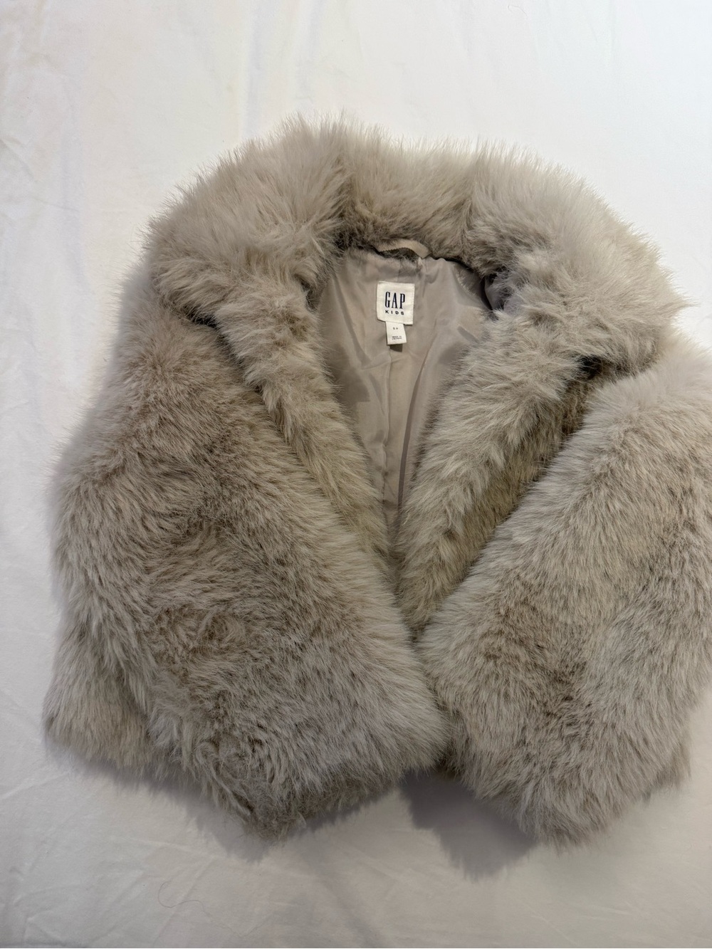 GAP Girls Plush Faux Fur Jacket in Taupe